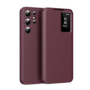 Étui de téléphone portable en cuir avec fenêtre intelligente, fonction de réveil/veille automatique, vue claire, rabat pour Samsung Galaxy S26/S26 Plus/S26 <span class=keywords><strong>Ultra</strong></span>/A37/A57 - Product Image 1