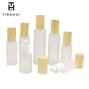 Envase de Vidrio Esmerilado para Cosméticos Faciales, Crema para el Cuidado de la Piel, con Tapa de Bambú, 30 ml, 50 ml, 100 ml, Botella con Bomba para Loción, Spray para Suero - Product Image 5