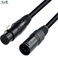 Lot de 2 câbles DMX512 de 50 pieds à 5 broches, 3 conducteurs, XLR mâle vers femelle, pour contrôleur d'éclairage de scène