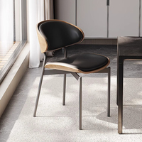 Chaise de salle à manger en métal, meubles de luxe en bois pour la maison, chaises de restaurant modernes en cuir nordique, ensemble pour table à manger