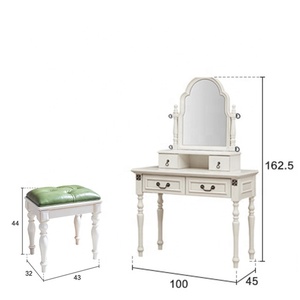 Luxe <span class=keywords><strong>commode</strong></span> de chambre à coucher en <span class=keywords><strong>bois</strong></span> <span class=keywords><strong>blanc</strong></span> avec miroir et tabouret pour chambre - Product Image 4