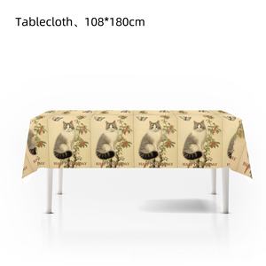 Decoraciones para fiestas con temática de gatos Retro modernas, suministros para lugares de cumpleaños para niños, mantel de papel con diseño de gatito - Product Image 3