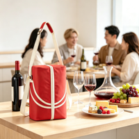 Sac isotherme pour 2 bouteilles de vin, sac de transport portable pour bouteilles de vin, sac cadeau pour les amateurs de vin, hommes et femmes