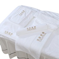 Kit de serviettes en coton pour salon de beauté, vente en gros d'usine, avec logo personnalisé brodé, serviette de bain et drap de massage pour spa