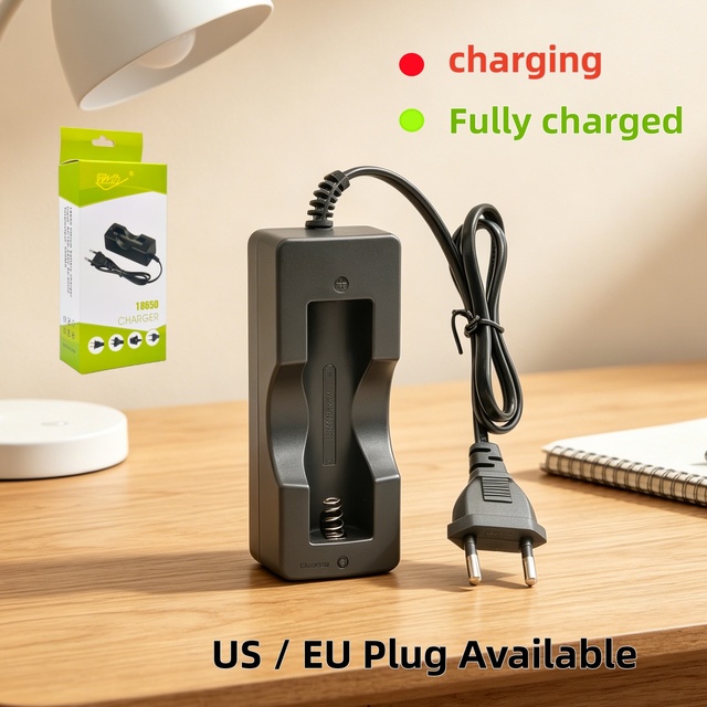 Universal 18650 Battery Charger Single Slot Smart Fast Charging Dock for Tactical Flashlight Power Tools EU US Plug