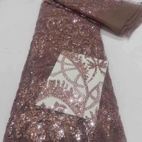 Robe de soirée populaire pour femme, tissu de dentelle française de luxe brodé de perles et de sequins pour mariage