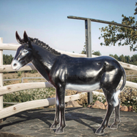 Sculpture d'âne et de mule réaliste-Statue d'animal de ferme en fibre de verre réaliste pour les stations de ranch et de campagne