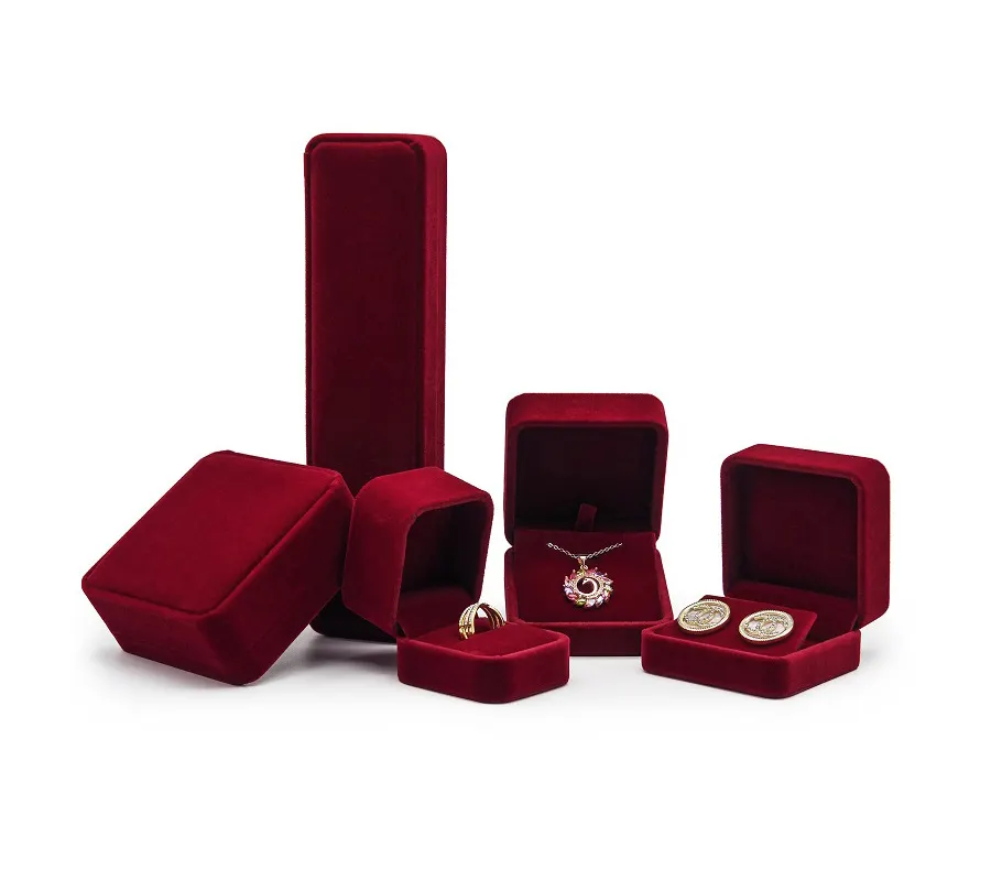 Настроить красные ювелирные упаковочные коробки браслет кольцо бархатная шкатулка с логотипом