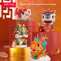 JAKI Jiaqi Montañas y Mares, Caja de Regalo con Bloques de Construcción de León y Dragón Míticos, Juguete Educativo de Plástico ABS para Edades de 8 a 13 Años