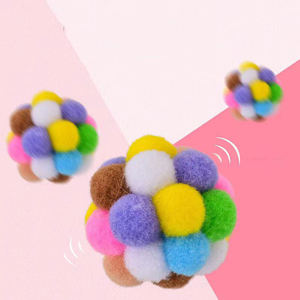 Factory Wholesale Price With Bells to Sound Seven Colorful <b>Plush</b> Ball Handmade Dog Cat Interactive Toy Pet Toys - Product Image 1