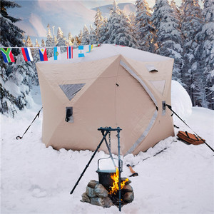 Tienda de Campaña Tipo Sauna para 4 Personas, Desplegable, para Exteriores, de Gran Tamaño, para Pesca en Hielo, Cálida, para Invierno, Tipo Pentágono - Product Image 1