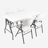 Table de banquet rectangulaire pliable de 1,5 m et 1,8 m avec chaises pliantes, table pliante en plastique pour extérieur, vente en gros, MOQ 200 pièces