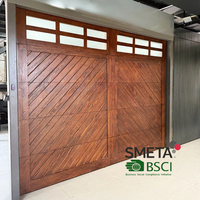 Porte de garage sectionnelle LONGTAI pour usage résidentiel, aspect bois aluminium, surface résistante à la chaleur et rail de levage silencieux