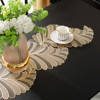 Nappe de table en PVC ajourée motif plumes et feuilles, longue, pliable, imperméable, résistante à la chaleur, lavable, écologique