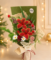 2026 Handgefertigte Lilien-Perlenblumen Perlenbesetzter Blumenstrauß Weihnachtsgeschenk Neujahrs-Blumenarrangement Heimdekoration Boutique