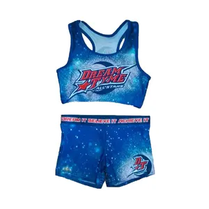 Großhandel Mädchen Shorts Cheerleading Tanz uniform Cheerleader kurze Bodysuit Cheerleading Short und BH