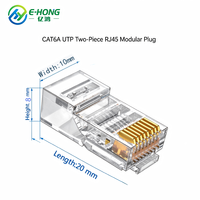 Connecteur modulaire RJ45 CAT6A UTP en deux parties 8P8C 23-24AWG pour câble Ethernet rigide et toronné