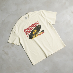 230 GSM 酸洗い加工 カスタムロゴ DTG Tシャツ 卸売 100% コットン ユニセックス ヴィンテージ Tシャツ ブラック プレーンTシャツ メンズ コットンTシャツ - Product Image 1