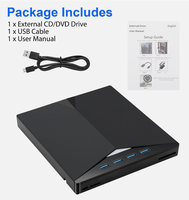 Harga Pabrik USB 3.0 External CD DVD Drive Writer Burner Reader Player untuk Laptop Desktop Windows 7 8 10 11