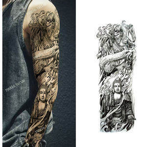 1 Juego por 3 hojas mono rey impermeable pegatinas de tatuaje temporal, Mangas de brazo completo Venta caliente Black Myth Game pegatinas de tatuaje - Product Image 1
