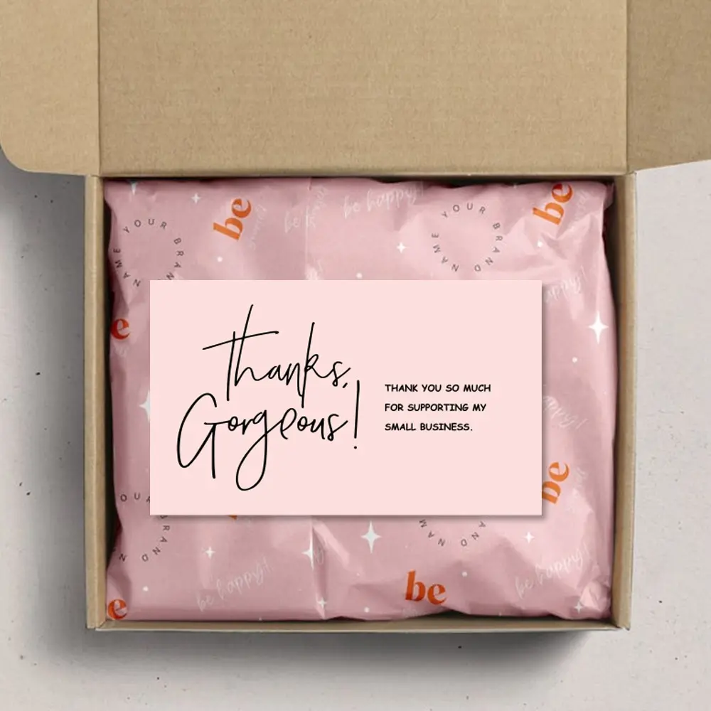 하이 퀄리티 다채로운 핑크 종이 미니 감사 카드 사용자 정의 럭셔리 명함 선물 종이 포장