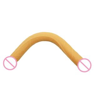 Pénis artificiel flexible en silicone avec revêtement huileux, double gode pour stimulation vaginale, pour femmes <span class=keywords><strong>et</strong></span> lesbiennes, pour des moments intimes <span class=keywords><strong>et</strong></span> sensuels en couple. - Product Image 2