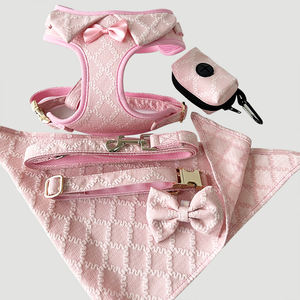 Yeni Stil Güzel Pembe Kareli Köpek Tasması ve Kayışı Lüks Köpek Tasması Ayarlanabilir Köpek Tasması Yeleği - Product Image 5