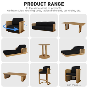 Chaise longue en teck résistante aux UV avec parasol, pour piscine, mobilier d'extérieur, plage, jardin, parc, hôtel, transat inclinable - Product Image 2