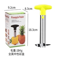 Handmatige roestvrijstalen ananas schiller, kernverwijderaar en snijder met metalen handvat, antiaanbaklaag, makkelijk schoon te maken, veilig voor gebruik met groenten