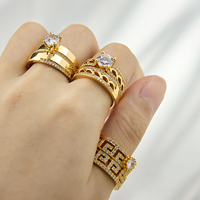Ensemble de bagues de mariage au design classique pour couple, 5a zircone cubique, bague en or 24 carats, bijoux