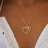 Collier avec plaque personnalisée en acier inoxydable, lettre de nom personnalisée, pendentif en forme de cœur, collier avec plaque de nom, bijoux personnalisés