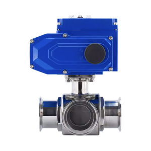Electric Three Way Ball Valve 1 In <b>Clamp</b> Stainless Steel T Type For Fluid Control - Product Image 1