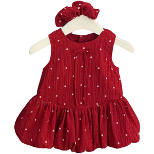 Nuovi Vestiti per Bambine 2026, Super Dolce <span class=keywords><strong>Abito</strong></span> Principessa <span class=keywords><strong>Rosso</strong></span> con Piccoli Fiori, Versatile e Traspirante - Product Image 5