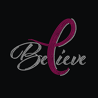 Transferts thermocollants personnalisés en strass ruban rose pour la sensibilisation au cancer du sein, vente en gros