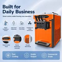 Nouvelle machine à crème glacée molle commerciale 3 saveurs 25-28L/H 2000W en acier inoxydable 304 avec pompe à air et écran LED GQ-25C Pro