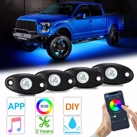 Liwiny voiture accessoires Led Rgb Rock Light 4 Pods contrôle sans fil couleur modifiable Underglow lumière Kits pour véhicule tout-terrain