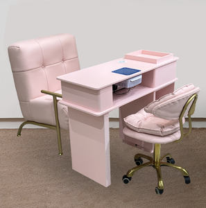 Mesa de Manicura Multifuncional de Metal y Hierro para Salón de Uñas, con Cajones, Superficie de Mármol, Diseño Contemporáneo, Ecológica y Duradera para Técnicos de Uñas - Product Image 1