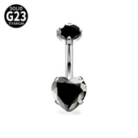 Anneaux de nombril en titane ASTM F136 G23 avec cœur en CZ, 14G, hypoallergéniques, barbell incurvé, bijoux de piercing pour le nombril, plusieurs couleurs