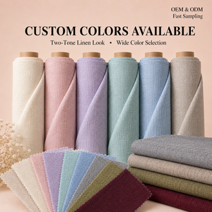 Tessuto 100% Poliestere Riciclato Effetto Lino 160g Larghezza 150cm Materiale Ecosostenibile per Abbigliamento Abiti e Completi - Product Image 6