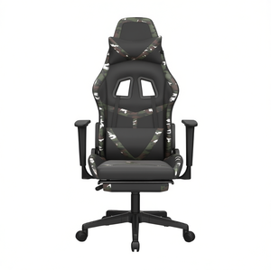 Black And Camouflage Faux Leather Gaming <b>Chair</b> With <b>Massage</b> Function <b>Reclining</b> Seat Swivel Base Manual Adjustment - Product Image 1