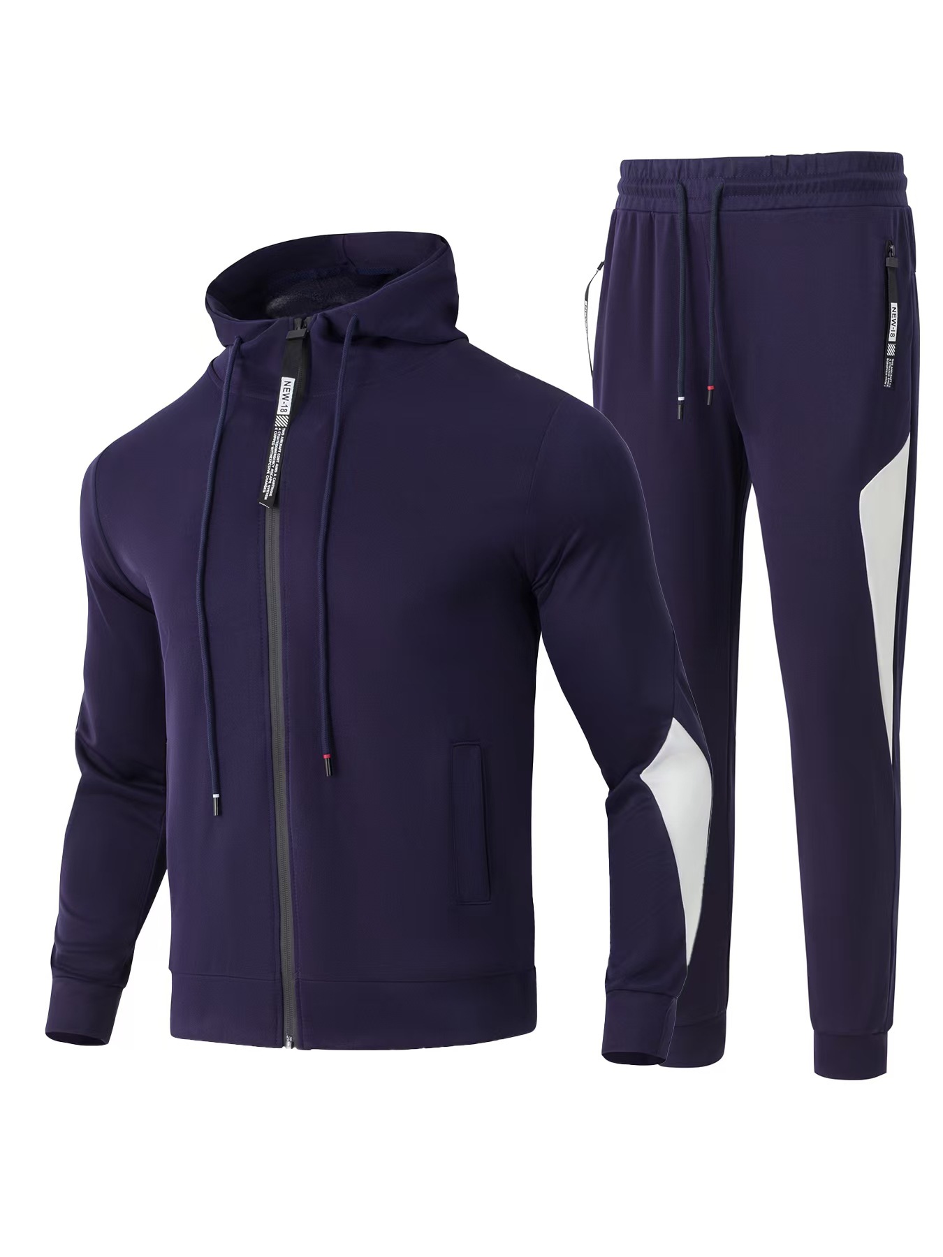 Cross-border Autumn European Size New Men's Casual Waterproof Zipper 100% Bamboo Fiber Air Layer Hooded Sweater Pants Two-piece