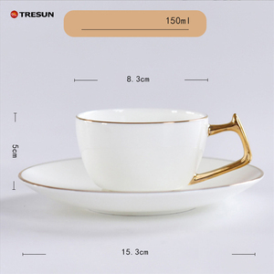 Premium Gold Rim Porcelain <b>Tea</b> <b>Cup</b> <b>and</b> <b>Saucer</b> <b>Set</b> for Elegant <b>Tea</b> Time <b>and</b> Special Occasions - Product Image 5