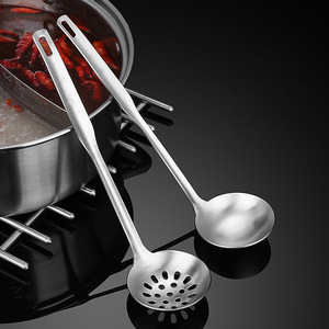 Juego de cucharas para olla caliente de acero inoxidable 304, cuchara espesa para sopa, colador, cuchara multiusos para cocinar, utensilio de cocina - Product Image 1