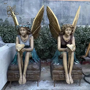 Fuente de Agua con Estatua de Ángel de Metal para Jardín, Arte Escultural de Bronce de Tamaño Real, BLVE - Product Image 5