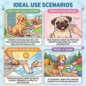 Lingettes humides écologiques pour animaux de compagnie, pour le nettoyage des rides des bouledogues français, soulagement des pattes sèches et irritées, approvisionnement en vrac - Product Image 2