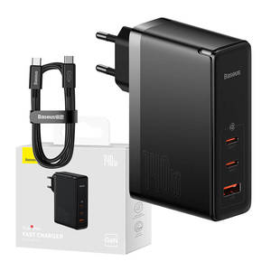 Cargador Rápido Original Baseus GaN5 Pro 2C+U 140W, Cargador Móvil <span class=keywords><strong>de</strong></span> Viaje con Cable <span class=keywords><strong>de</strong></span> Carga Rápida <span class=keywords><strong>de</strong></span> 1M, Enchufe Europeo - Product Image 1