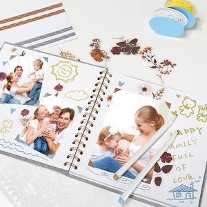 Libro di scarto fatto da te personalizzato all'ingrosso 20.5x20.5cm oro sventola Scrapbooking <span class=keywords><strong>Album</strong></span> fotografico per il diario di famiglia della bambina a spirale Scrapbook - Product Image 3