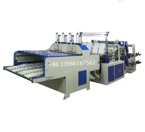 Full Automatic High Speed Double layer cold cutting 8 lines biodegradable Plastic T shirt bag making machine