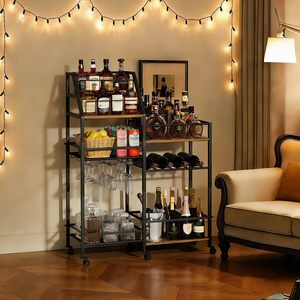 Carrito de Bar Mini SENYU con Ruedas, Soporte para Copas de Vino, Estante de Almacenamiento para Cocina, Comedor, Whisky, Licores y Alcohol - Product Image 5