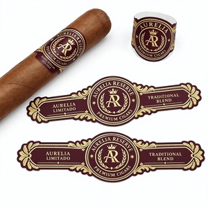 Bandes de cigares personnalisées, estampage à chaud, anneaux adhésifs en <span class=keywords><strong>papier</strong></span> gaufré, étiquette privée pour l'emballage de cigares haut de gamme - Product Image 1